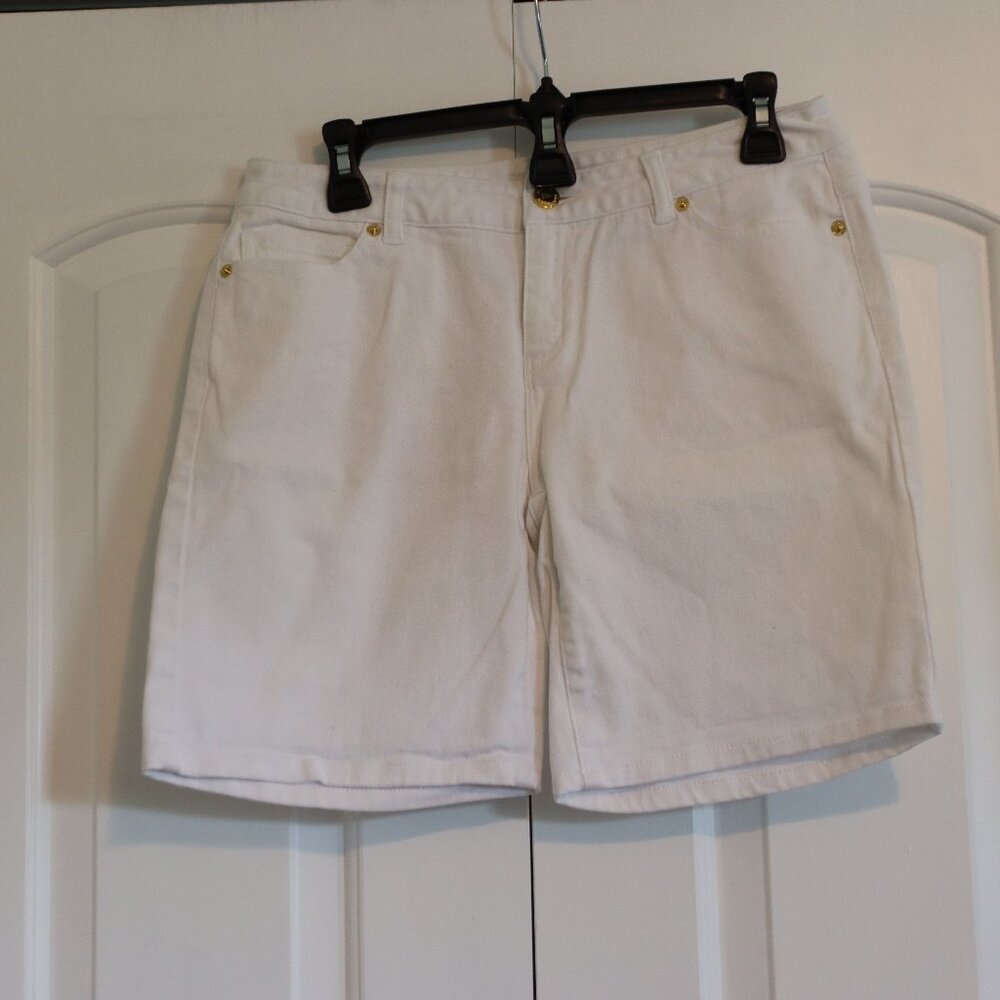 Michael Kors White 5 Pocket Denim Shorts Size 4 Cotton/ Elastane Blend